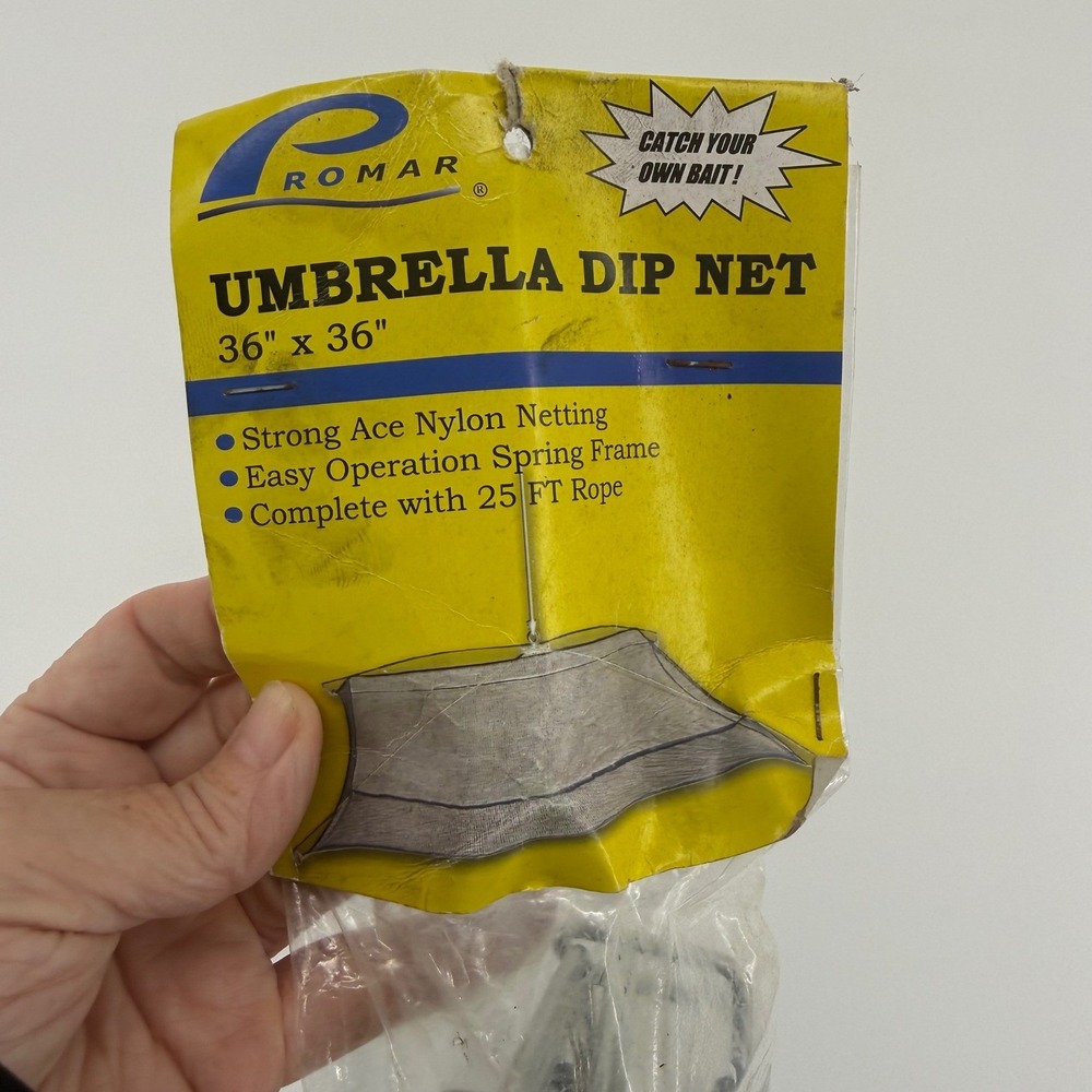 Promar Umbrella Dip Net 36x36 NE-202 Strong Nylon Netting with 25ft Rope NEW - Picture 2 of 5
